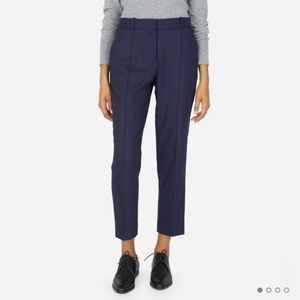Everlane Premium Wool Flannel Crop Pants Navy Cashmere Blend EUC